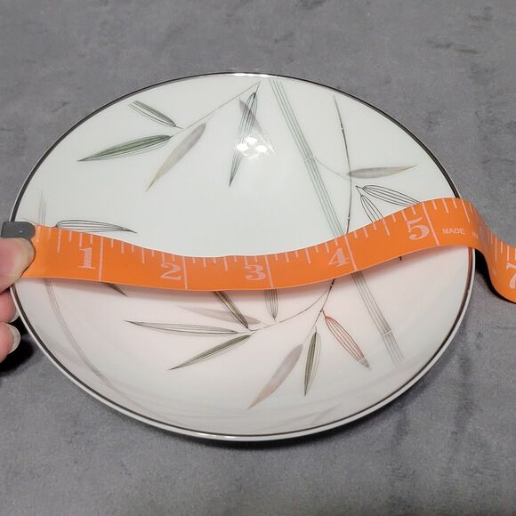 6 Noritake Bambina Berry Dessert Bowl 5.5in White Green Silver Bamboo MCM 5791 - Picture 16 of 16